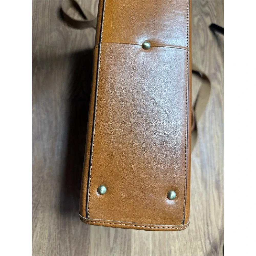 Banuce Whole Grain Italian Leather Business Computer Bag Brown W/Strap